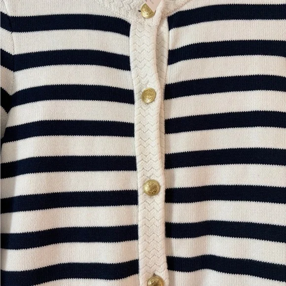 #116 J Crew Navy and White Striped Sweater. NWT. Size S. Classy! - Picture 3 of 10